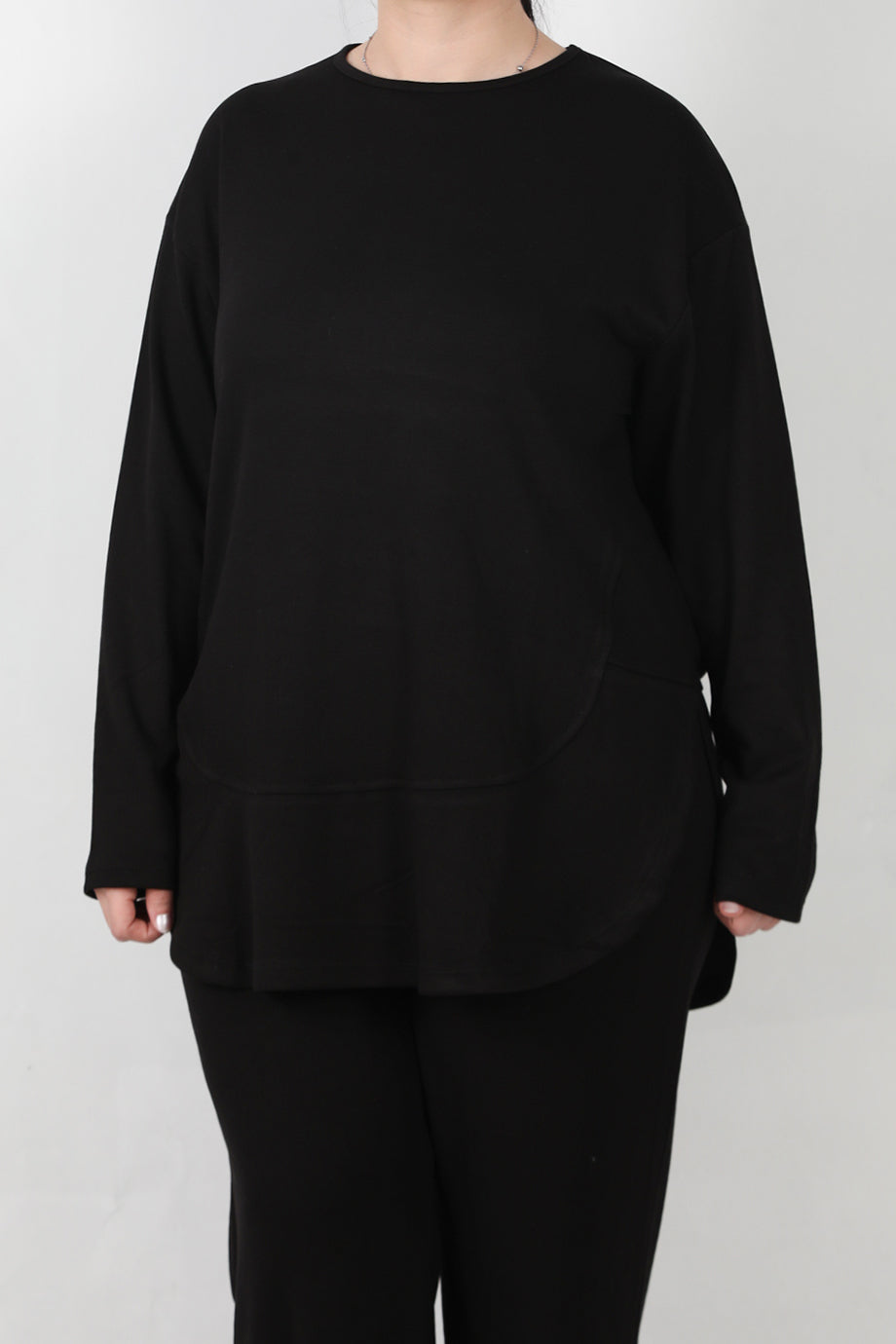 Modera Büyük Beden Parça Detay İkili Takım Siyah