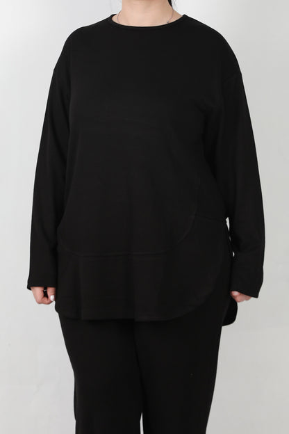 Modera Büyük Beden Parça Detay İkili Takım Siyah