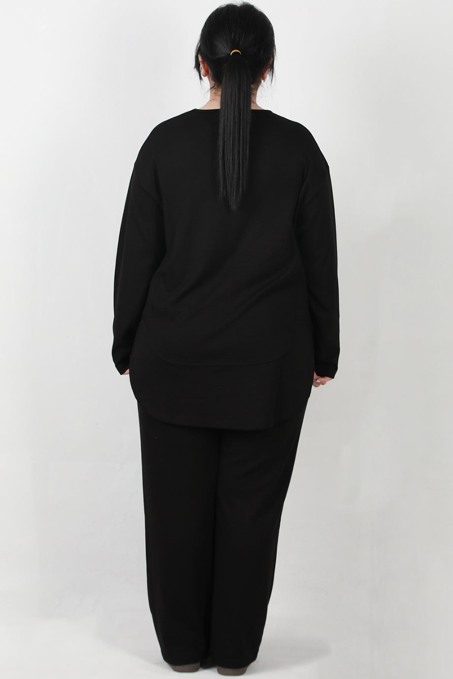 Modera Büyük Beden Parça Detay İkili Takım Siyah