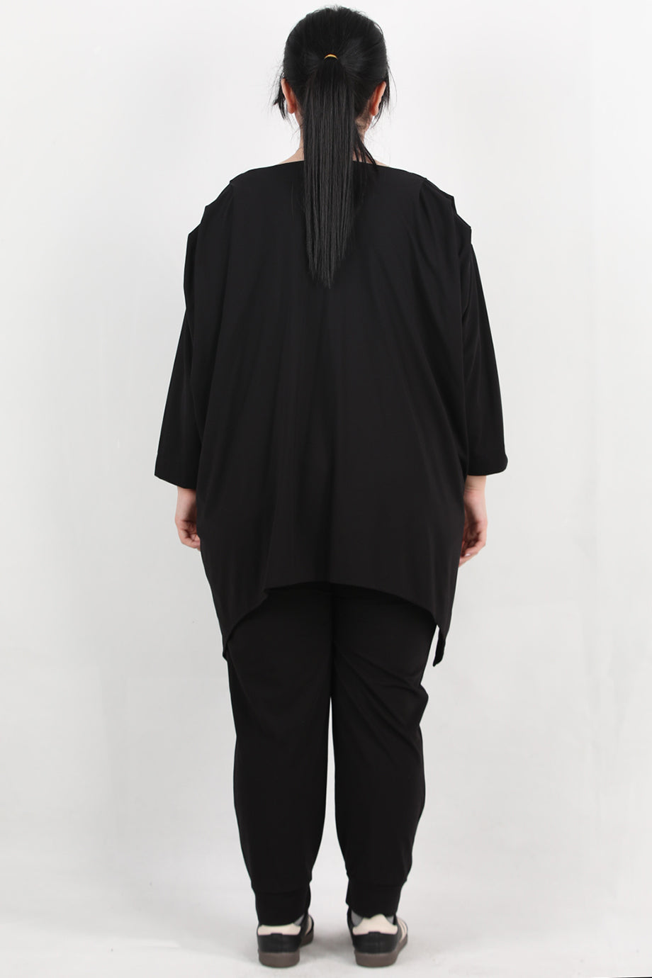 Silque Büyük Beden Degaje Yaka İkili Takım Siyah