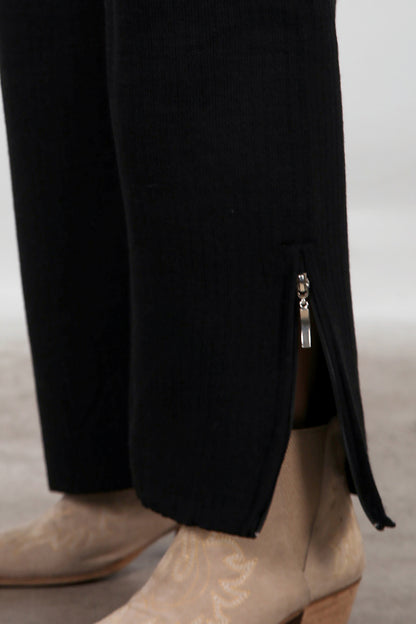 Kadın Fermuar Detay Triko Takım Siyah