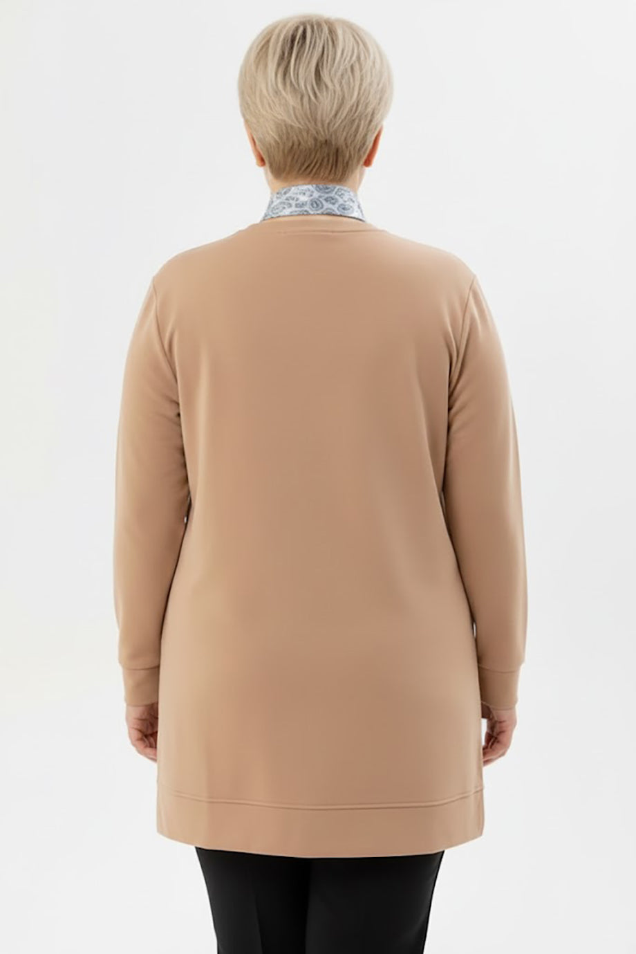 Scarfmode Büyük Beden Fularlı Tunik Bej