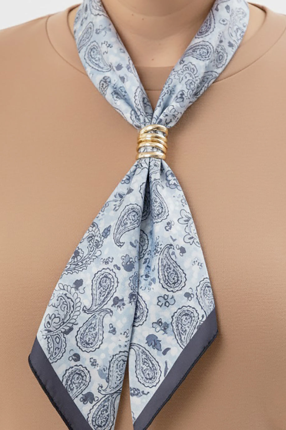 Scarfmode Büyük Beden Fularlı Tunik Bej