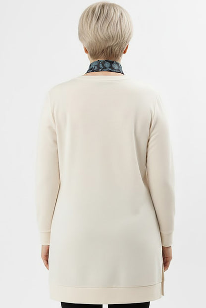 Scarfmode Büyük Beden Fularlı Tunik Ekru