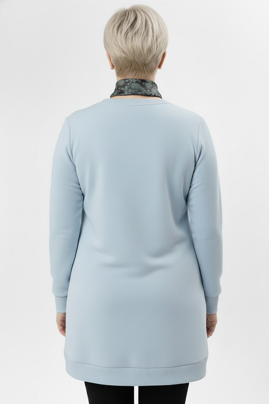 Scarfmode Büyük Beden Fularlı Tunik Mavi