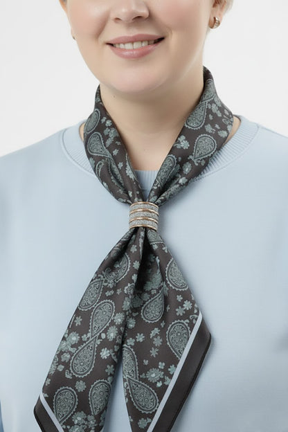 Scarfmode Büyük Beden Fularlı Tunik Mavi