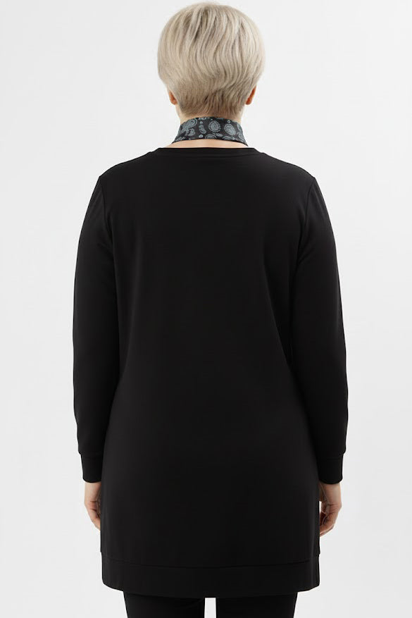 Scarfmode Büyük Beden Fularlı Tunik Siyah