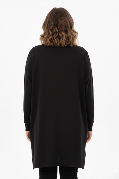 Bearish Büyük Beden Baskılı Tunik Siyah
