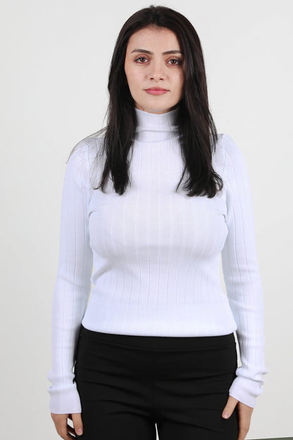 Contour Kadın Balıkçı Yaka Fitilli Triko Ekru
