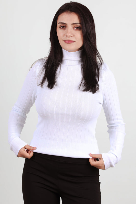 Contour Kadın Balıkçı Yaka Fitilli Triko Ekru