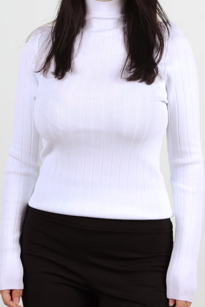 Contour Kadın Balıkçı Yaka Fitilli Triko Ekru