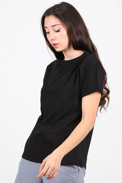 Kadın Duble Kol T-Shirt Siyah
