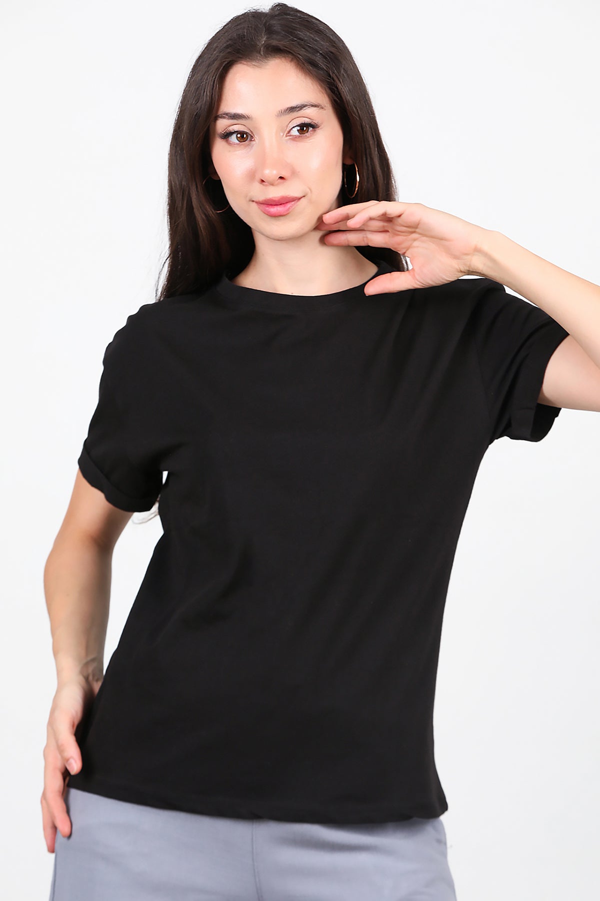 Kadın Duble Kol T-Shirt Siyah