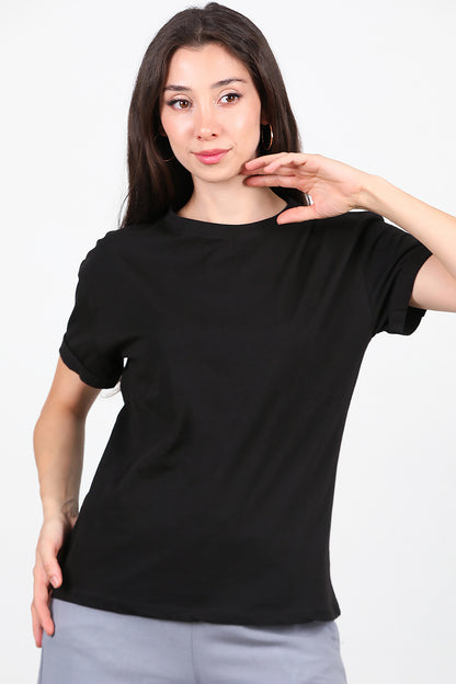 Kadın Duble Kol T-Shirt Siyah