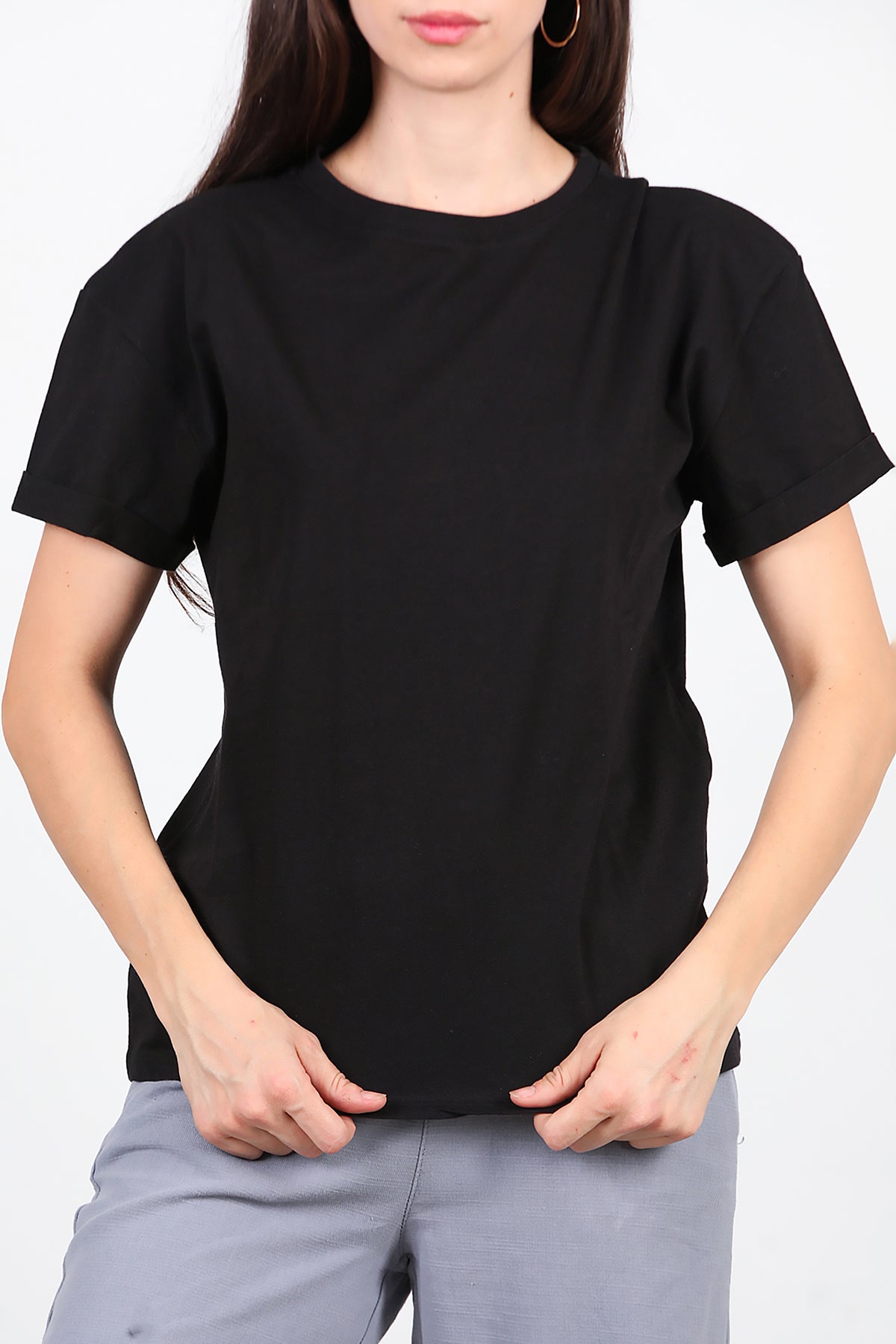 Kadın Duble Kol T-Shirt Siyah