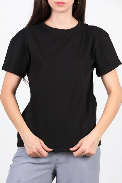 Kadın Duble Kol T-Shirt Siyah