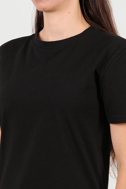 Kadın Bisiklet Yaka T-Shirt Siyah