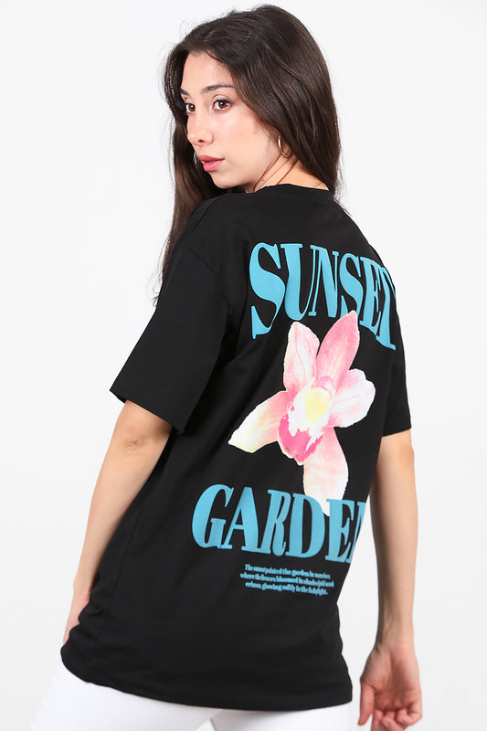 Kadın Baskılı T-Shirt Siyah