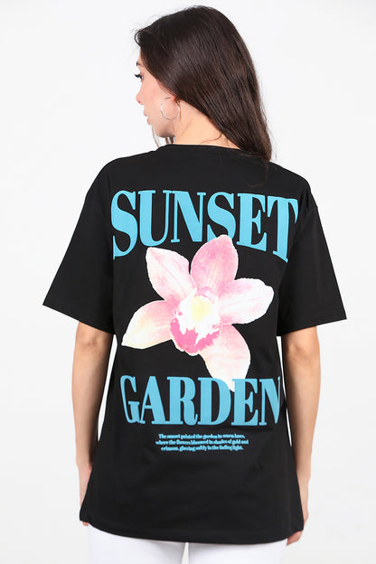 Kadın Baskılı T-Shirt Siyah