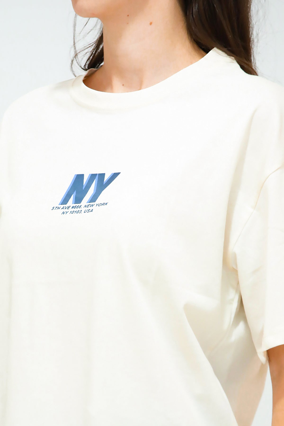 Kadın Ön Arka Baskılı T-Shirt  Krem