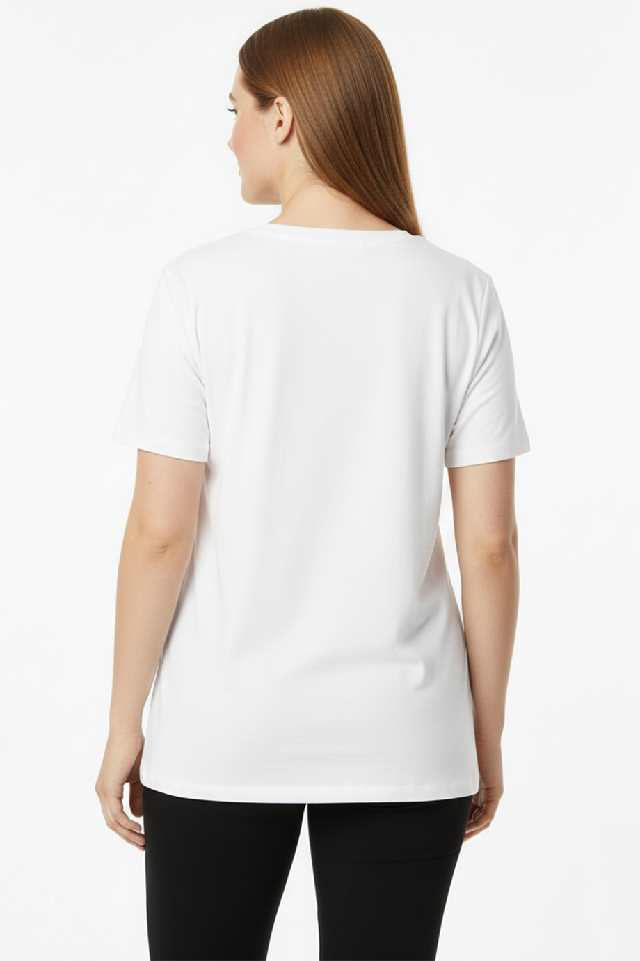 Comftee Büyük Beden Oversize V Yaka Tshırt Beyaz