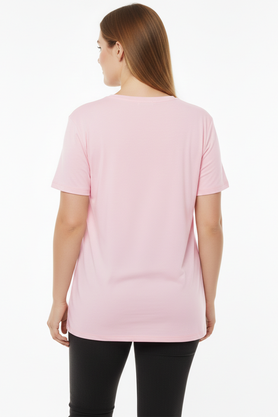 Comftee Büyük Beden Oversize V Yaka Tshırt Pembe