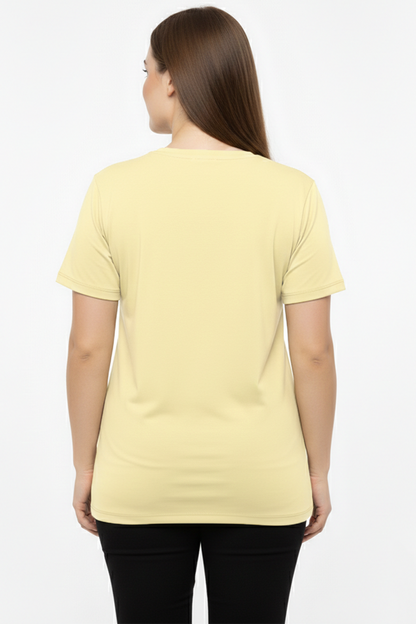 Comftee Büyük Beden Oversize V Yaka Tshırt Sarı