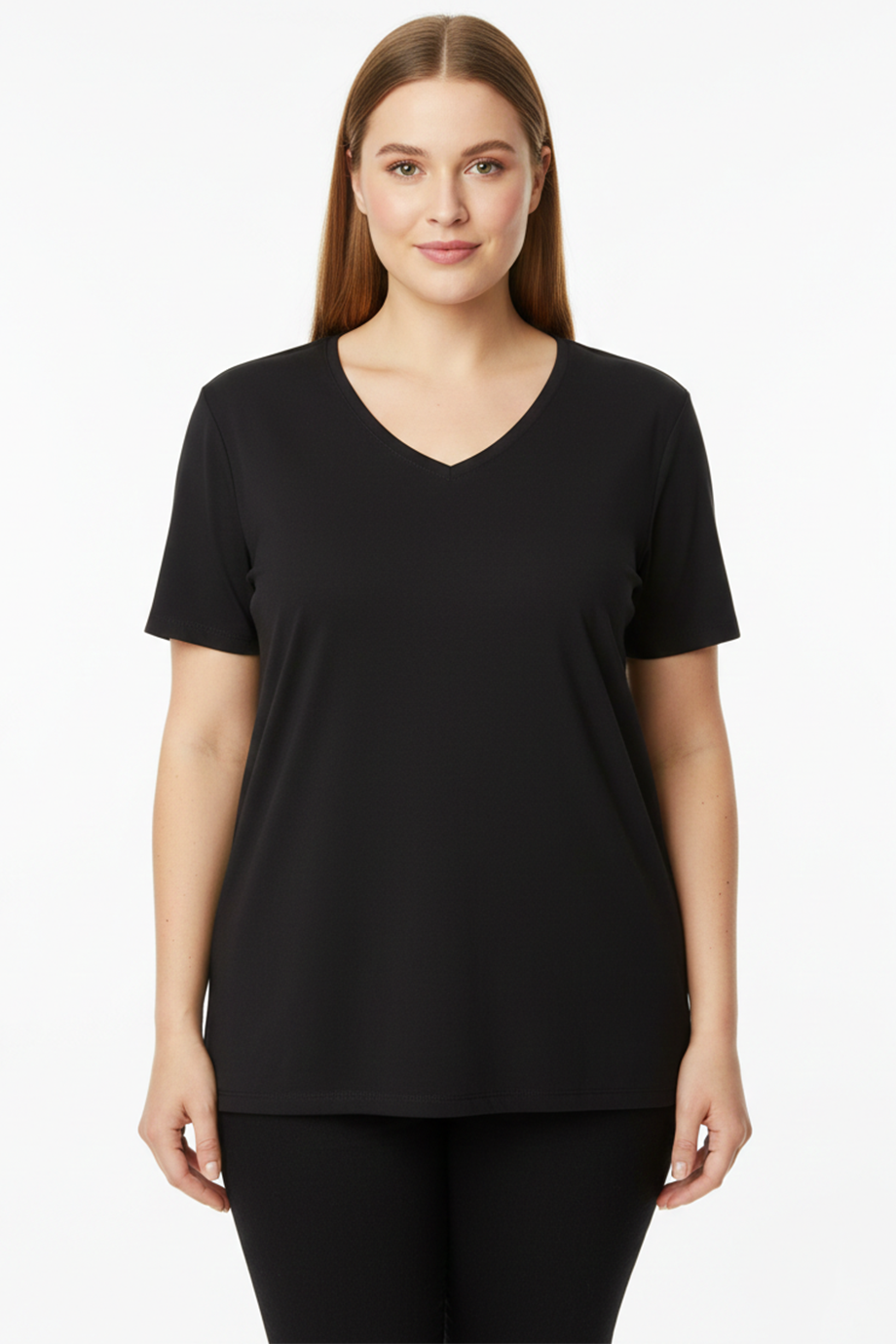 Comftee Büyük Beden Oversize V Yaka Tshırt Siyah