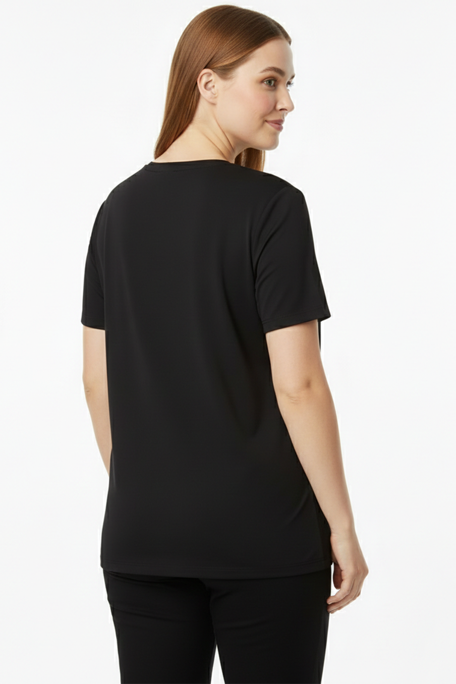 Comftee Büyük Beden Oversize V Yaka Tshırt Siyah