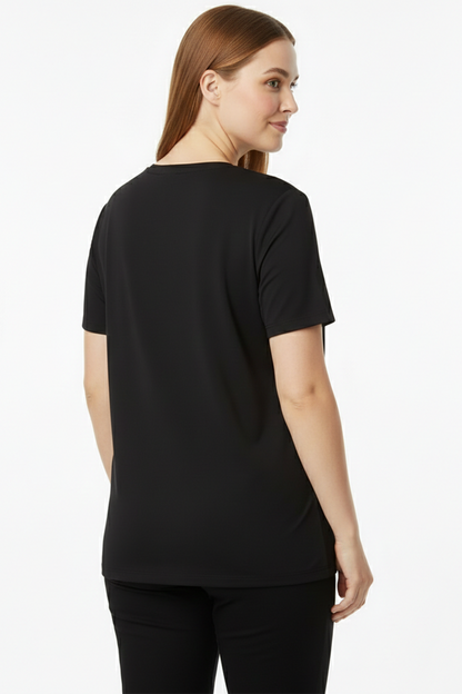 Comftee Büyük Beden Oversize V Yaka Tshırt Siyah