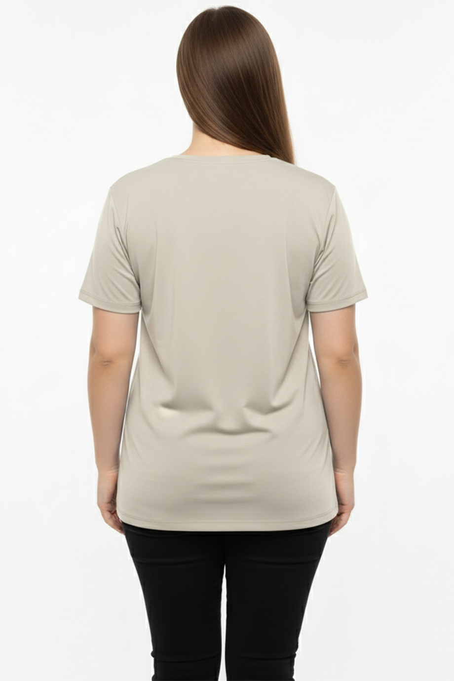 Comftee Büyük Beden Oversize V Yaka Tshırt Vizon