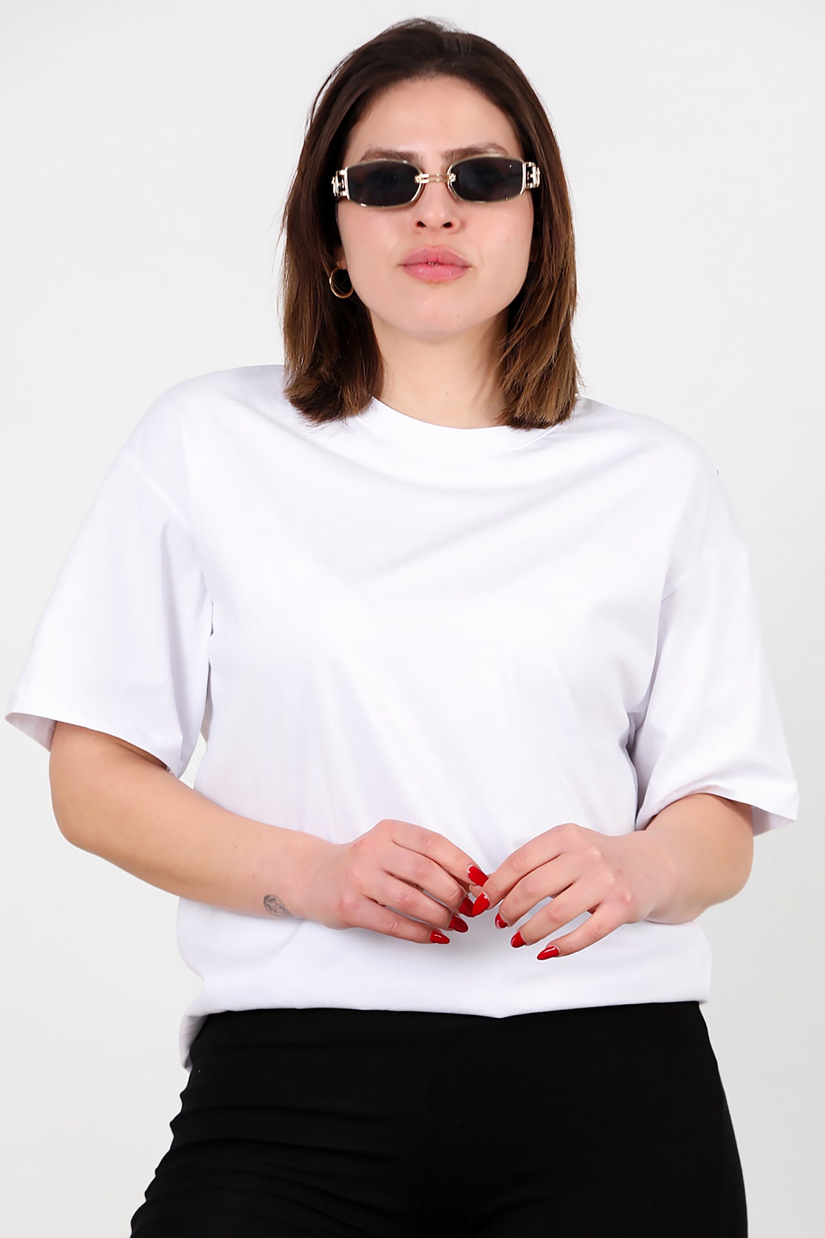 Büyük Beden Oversize T-shirt Beyaz