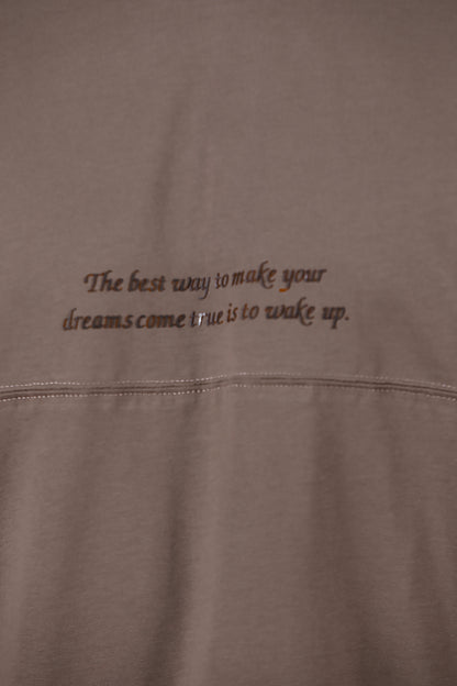 Erkek Yazılı Çimalı Oversize Tshirt Kahverengi