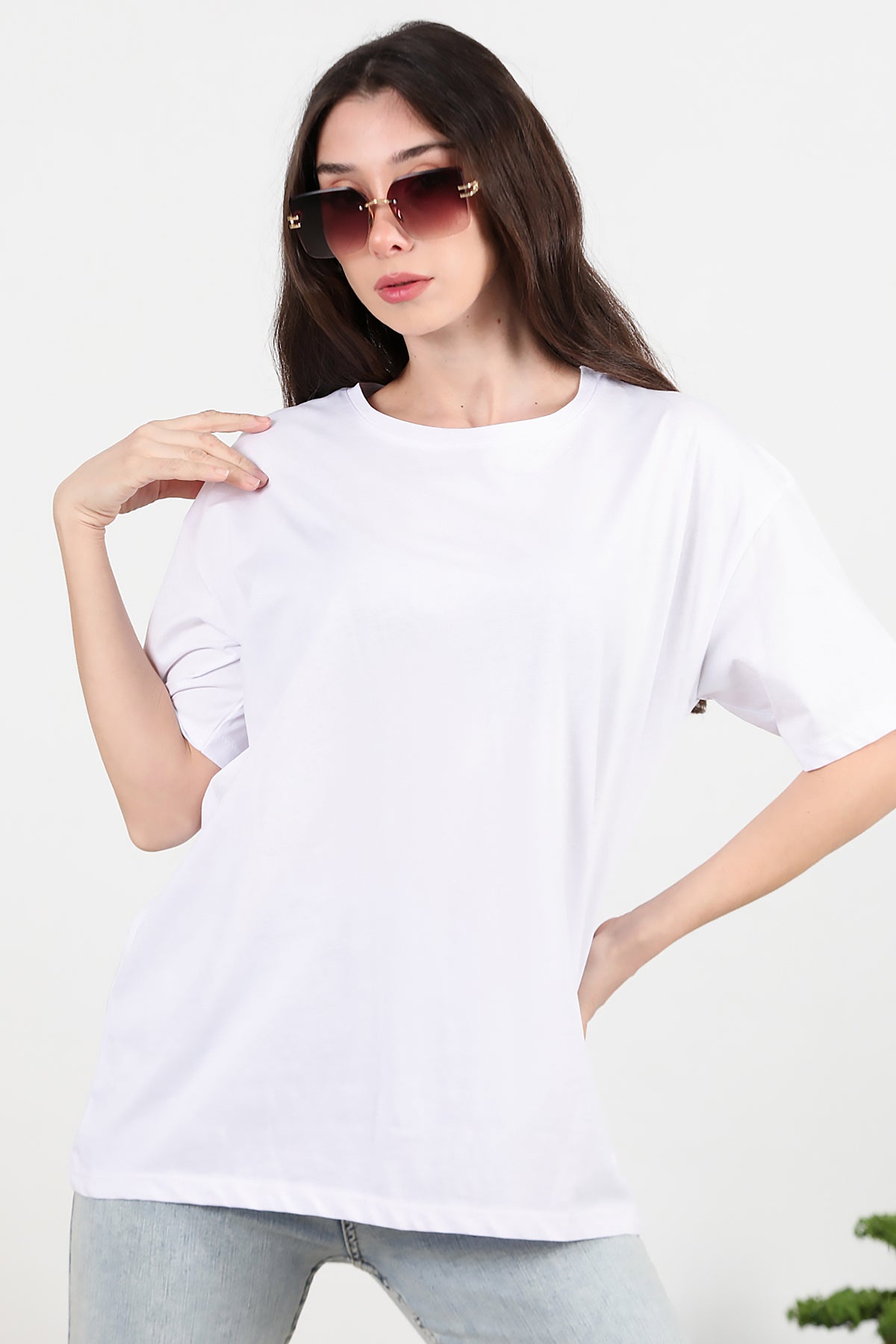 Kadın Oversize T-shirt Beyaz