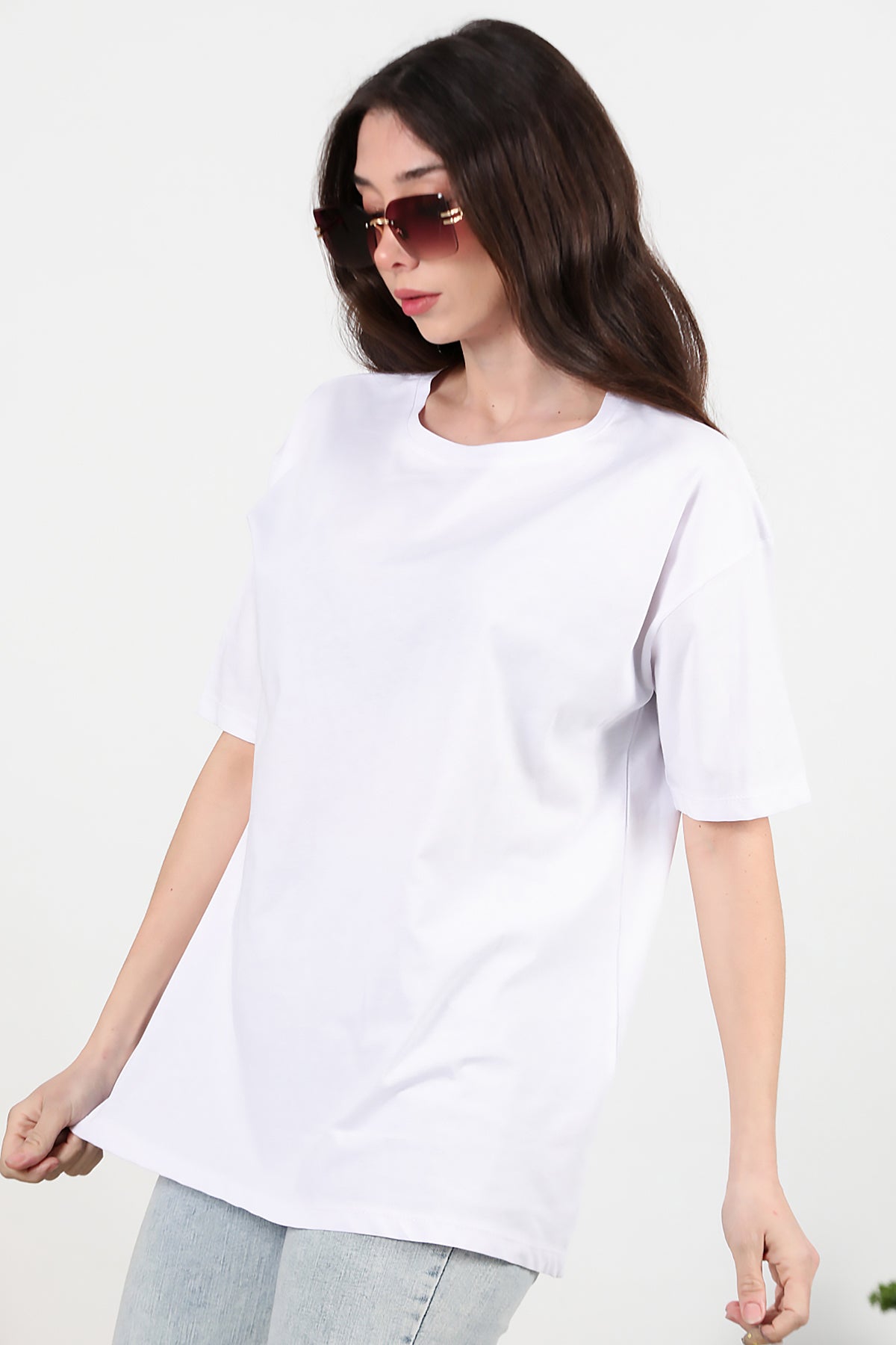 Kadın Oversize T-shirt Beyaz