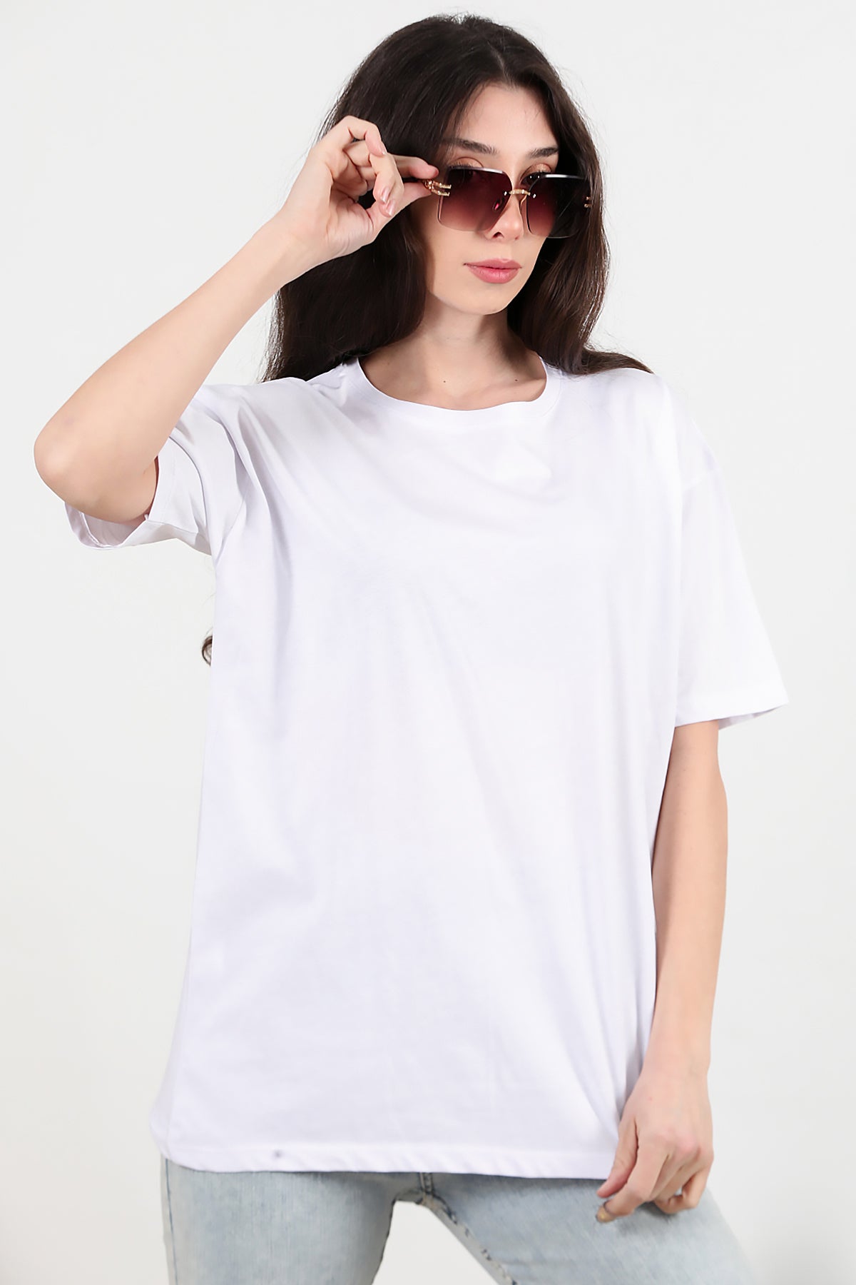 Kadın Oversize T-shirt Beyaz