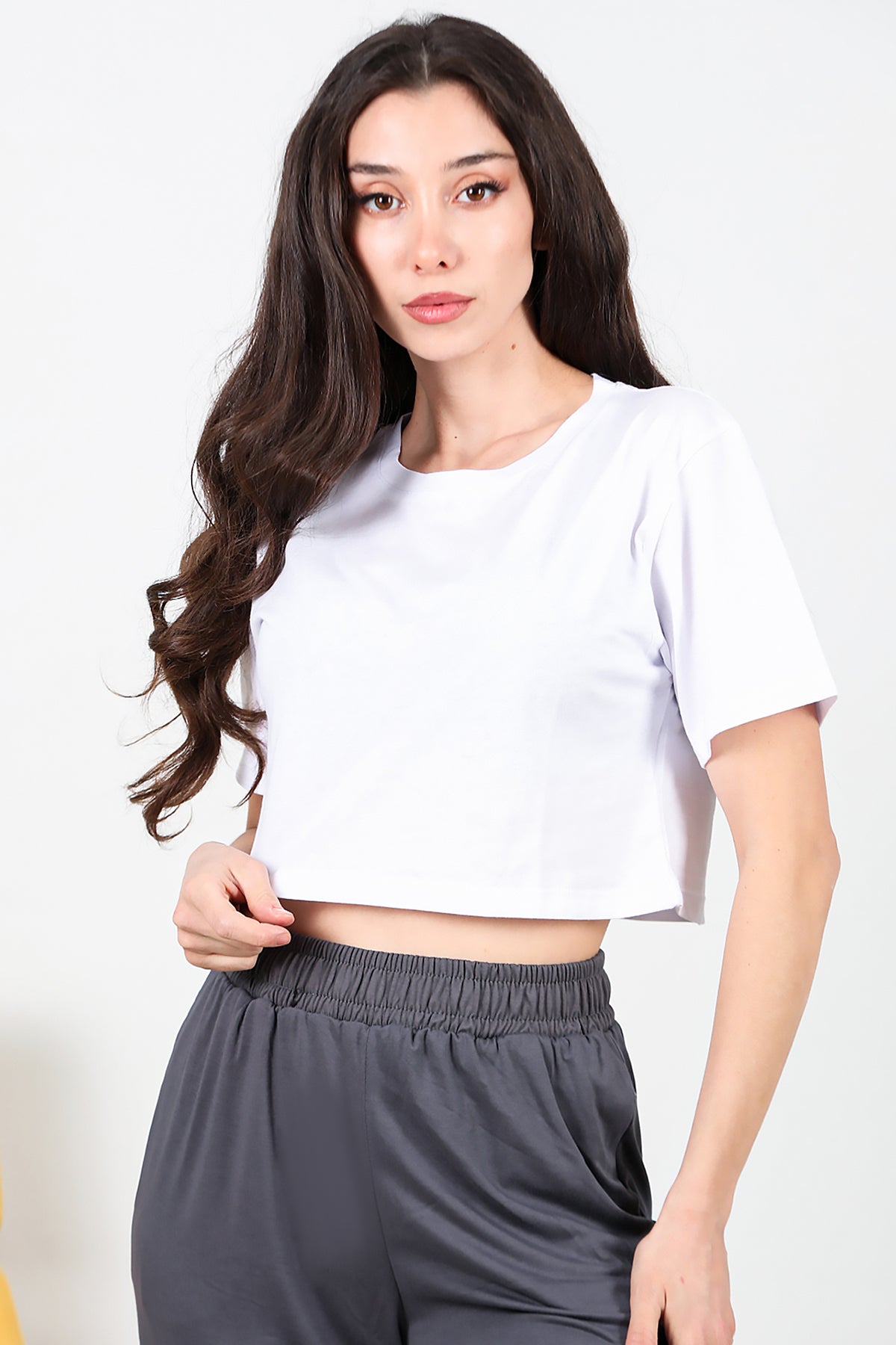 Boxy Kadın Kısa T-shırt Beyaz