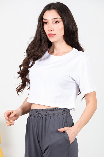 Boxy Kadın Kısa T-shırt Beyaz