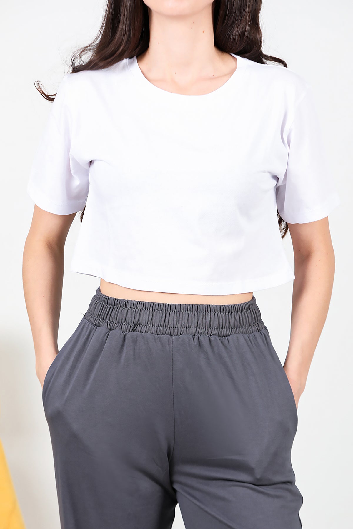 Boxy Kadın Kısa T-shırt Beyaz