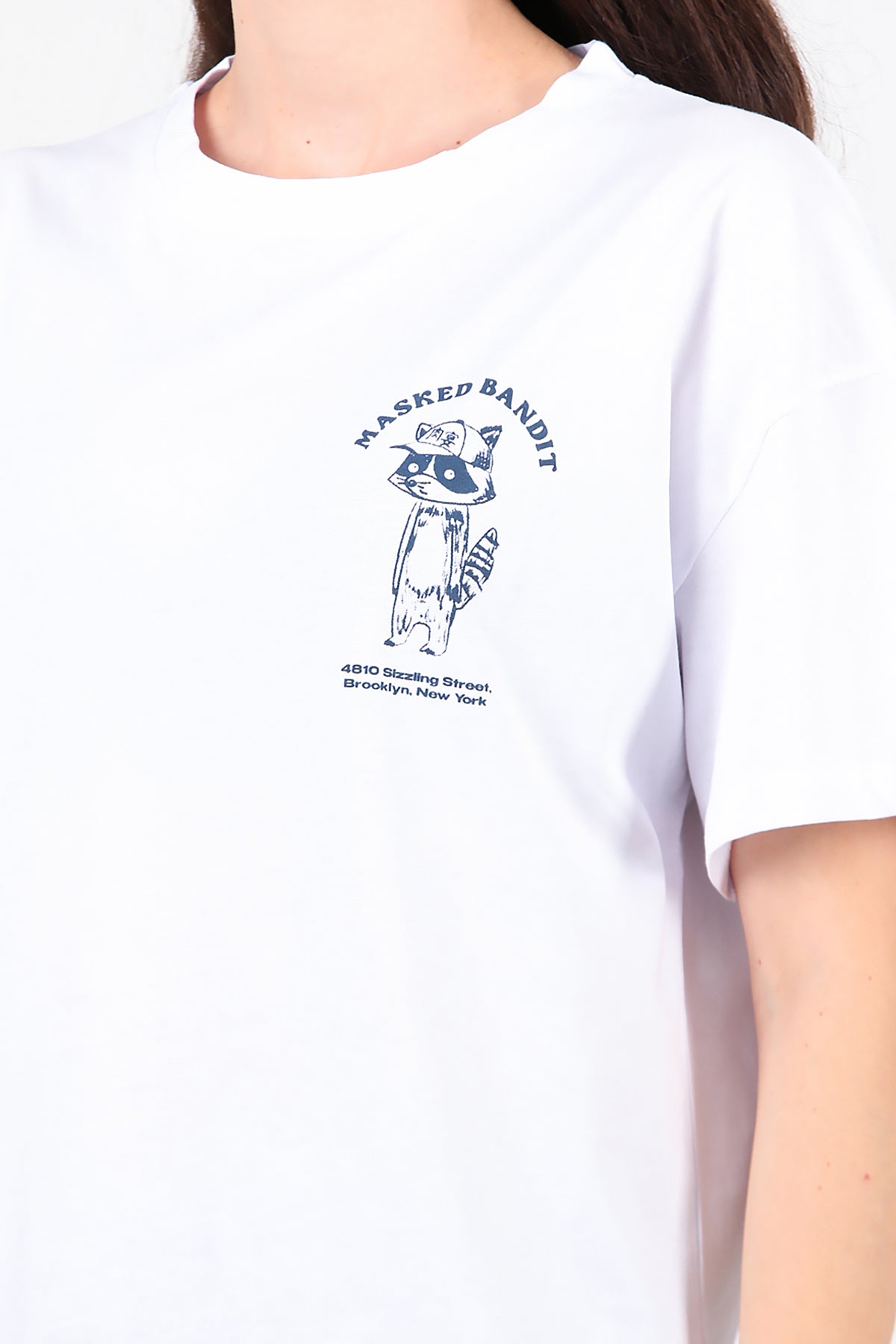 Kadın Ön ve Arka Baskılı T-Shirt Ekru