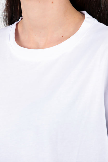 Kadın Yan Yırtmaçlı Oversize T-shirt Ekru