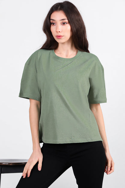 Kadın Yan Yırtmaçlı Oversize T-shirt Mint