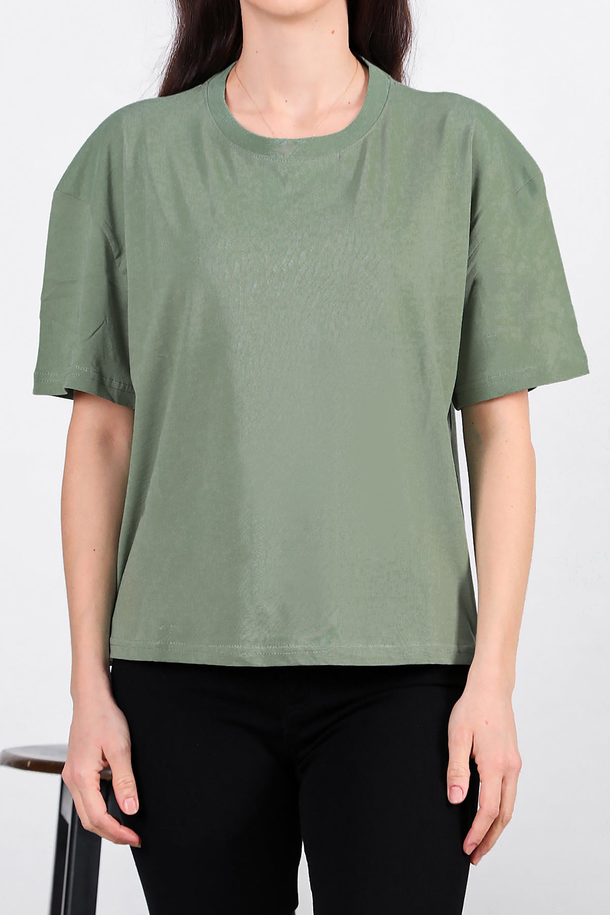 Kadın Yan Yırtmaçlı Oversize T-shirt Mint