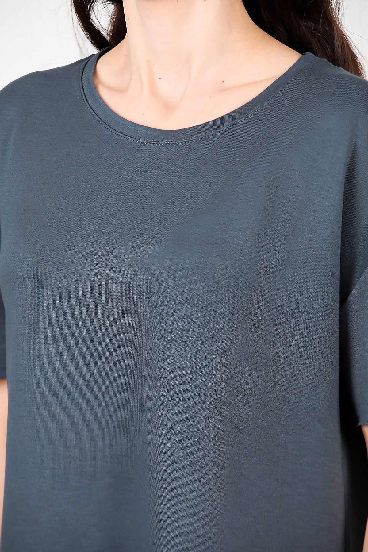 Kadın Eteği Oval Bisiklet Yaka T-shirt Füme