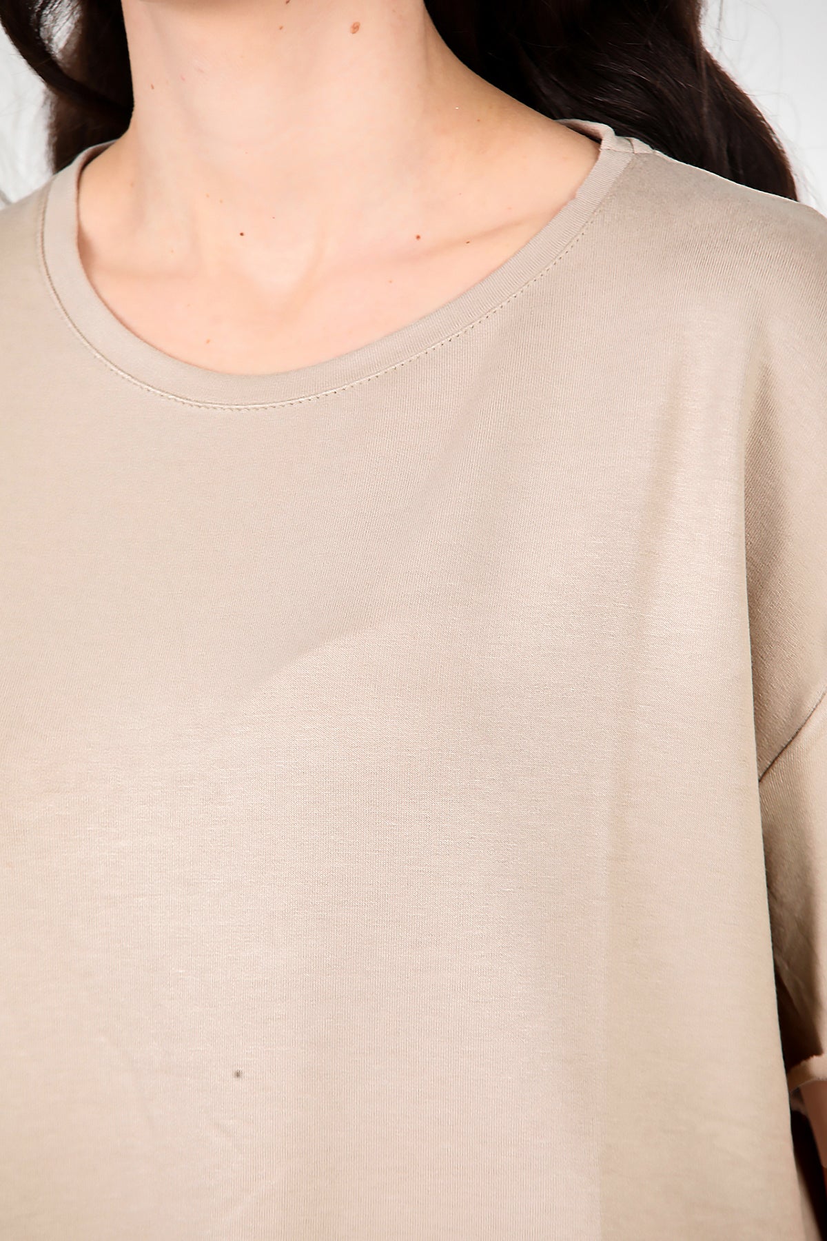 Kadın Eteği Oval Bisiklet Yaka T-shirt Taş