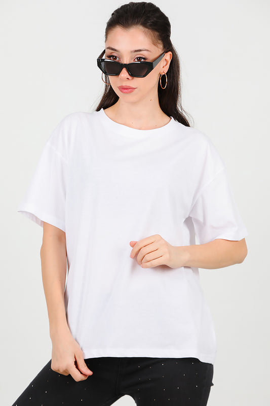 Kadın Oversize T-shirt Ekru