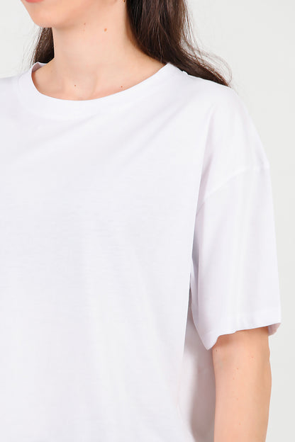 Kadın Oversize T-shirt Ekru