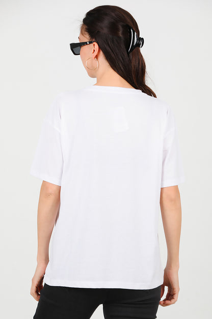 Kadın Oversize T-shirt Ekru
