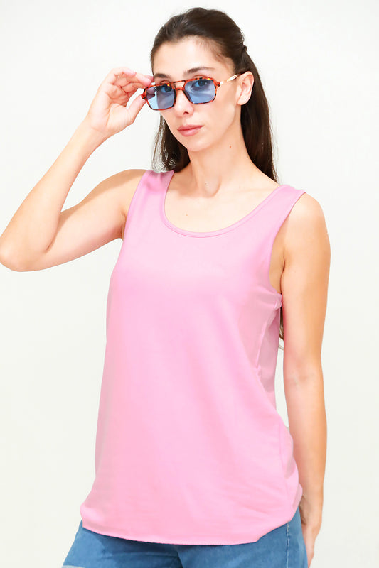 Kadın Kalın Askılı T-Shirt Pembe