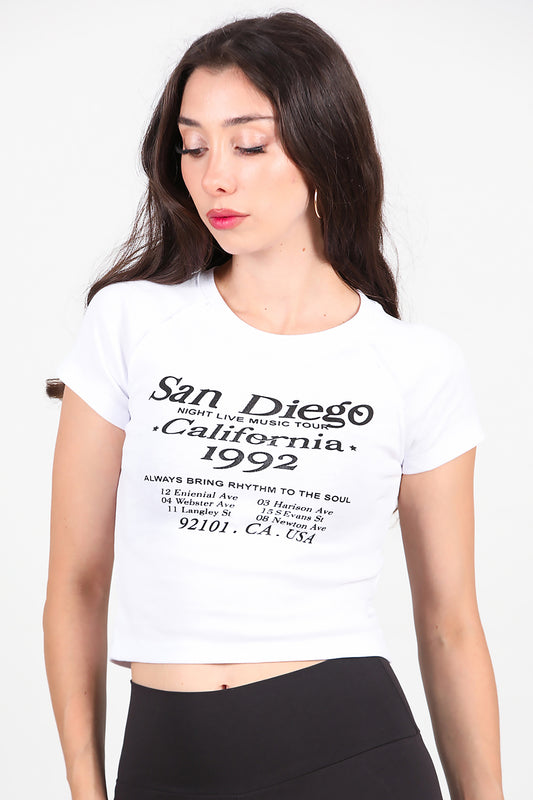 Kadın Yazı Baskılı T-Shirt Beyaz